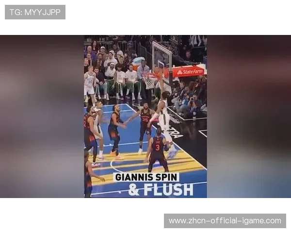 NBA雄鹿字母哥欧步突破完成暴力扣框